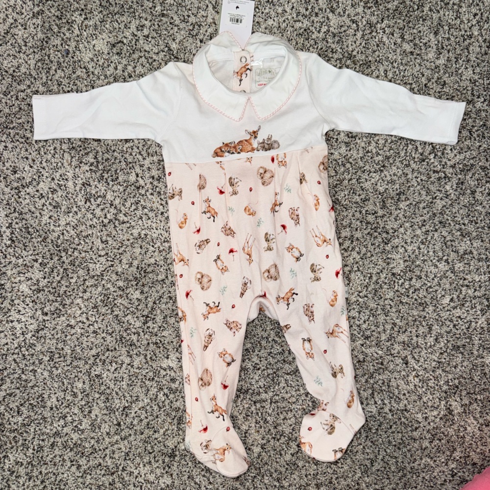 Charming White and Pink Kids Footie